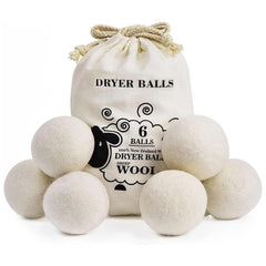 Wool Dryer Balls - Natural Fabric Softener, Reusable, Reduces Clothing Wrinkles and Saves Drying Time. The Large Dryer Ball is a Better Alternative to Plastic Balls and Liquid Softener. (6pcs)